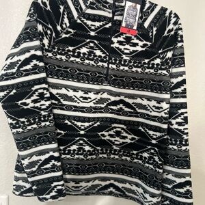 Eddie Bauer women’s fleece 1/4 zip black and white print